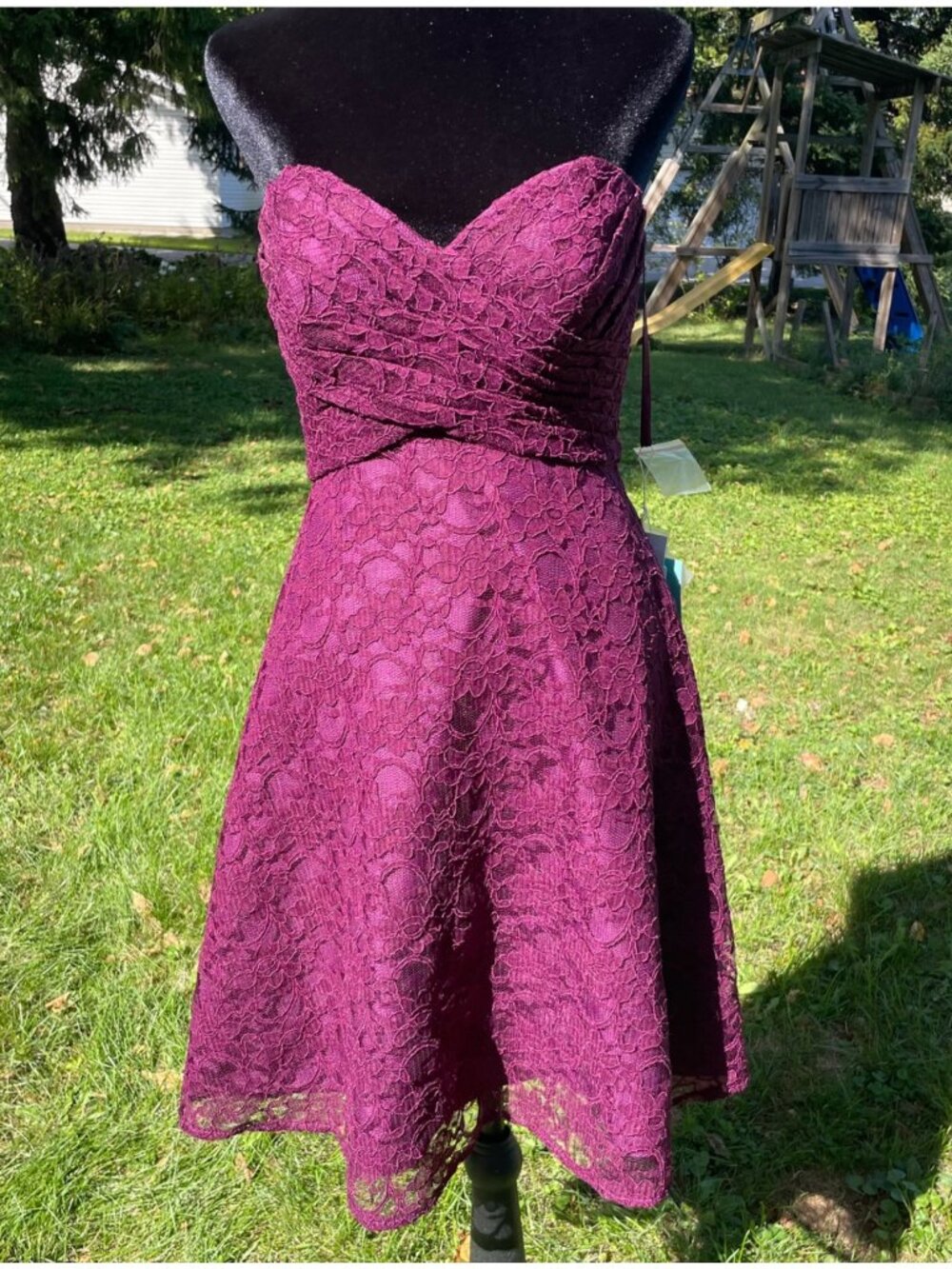 NWT Vintage Y2K Morilee Dress Short Formal Lace Button Back Purple 10 Hoco